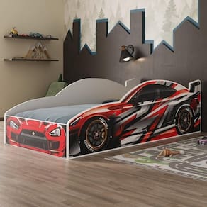 Cama Carro 100% MDF Infantil Montessoriana Para Colchão 88x188cm Multimóveis MP4318 Vermelho