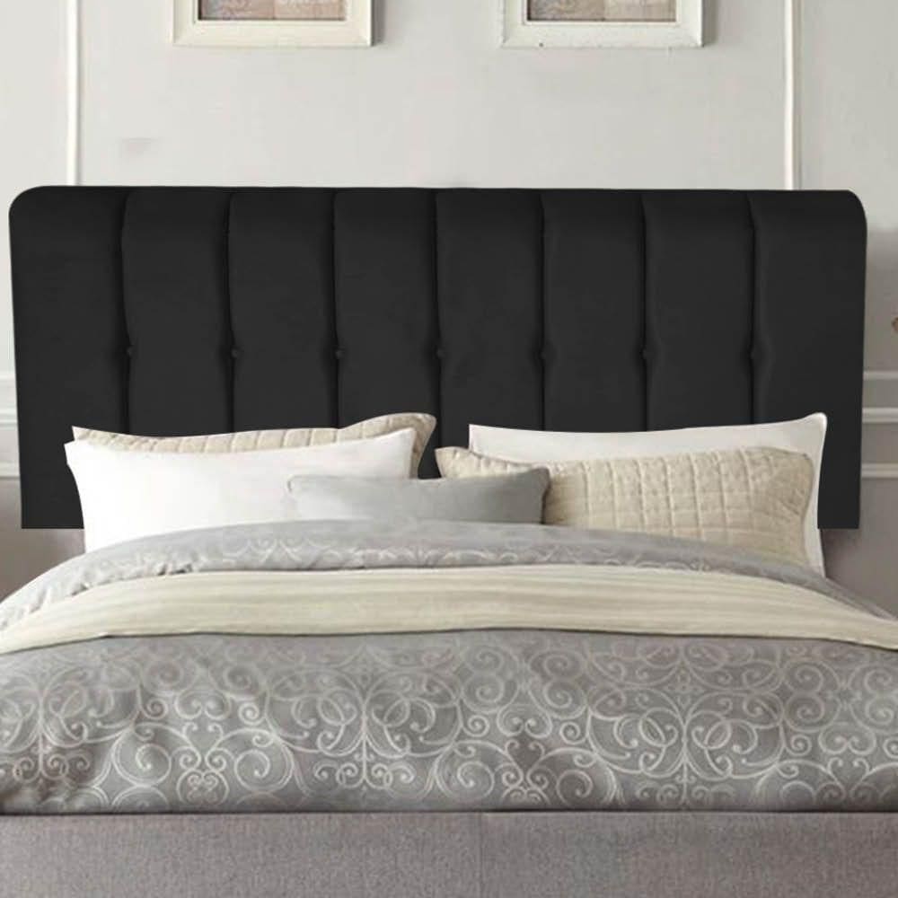 Painel Estofada Kiara 140cm Casal Box Quarto Suede Preto - Gat Magazine
