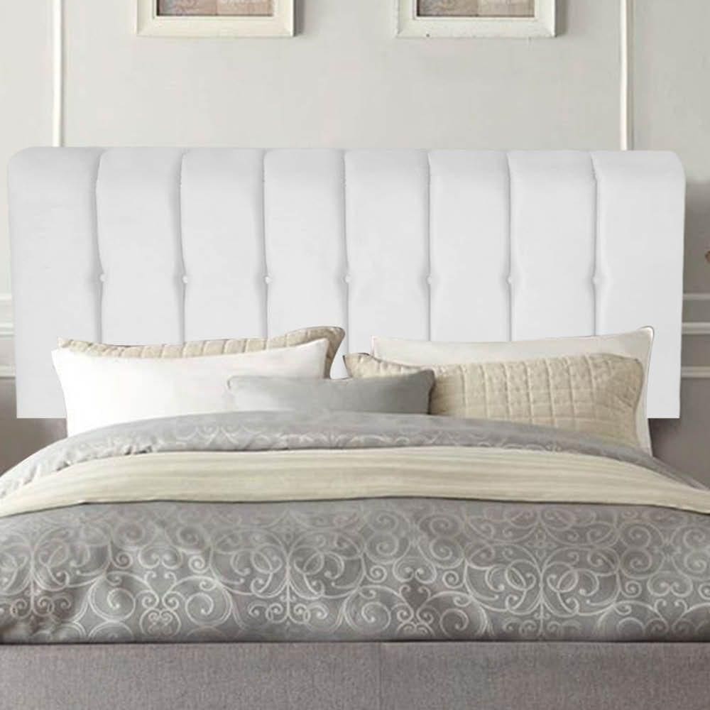 Painel Estofada Kiara 195cm King Size Box Quarto Corino Branco - Gat Magazine