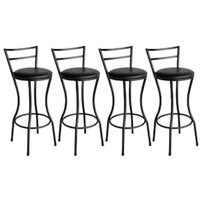Conjunto De 4 Banquetas Alta Home De Aço De Carbono Preto