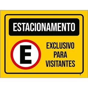 Placa Estacionamento Amarela Exclusivo Visitantes 36X46