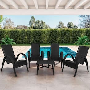 Conjunto Mesa De Centro 4 Cadeiras Vitória área Externa Preto
