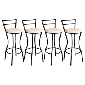 Conjunto De 4 Banquetas Alta Home De Aço De Carbono Branco Gelo