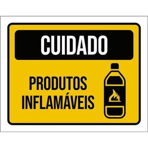 Kit 3 Placas Cuidado Produtos Inflamáveis