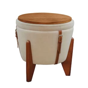 Conjunto 2 Puffs Baú Fênix Mesa Castellar Móbile Bege Claro