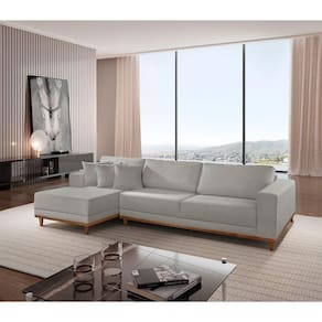 Sofá Cronos 03 Metros Chaise Lado Esquerdo Meu Sofá Online B026 Veludo Prata