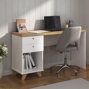 Escrivaninha De Estudos Mesa Office Com Gavetas Sky Olmo-branco