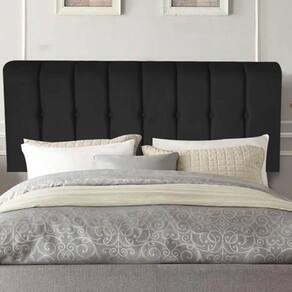 Painel Estofada Kiara 160cm Queen Size Box Quarto Suede Preto - Gat Magazine
