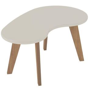 Mesa De Centro Orgânica Com Bordas Boleadas Off White carvalho