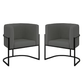Kit 02 Poltronas Lua Sala Decorativa Base Ferro Black Veludo Cinza