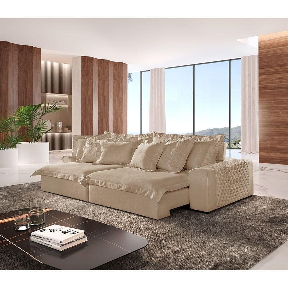 Sofá Luz Linho 02 Módulos De 120m B25cm Meu Sofá Online A226 Linho Bege