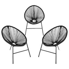 Conjunto 3 Cadeiras Para Area Externa Acapulco Aço Carbono Preto