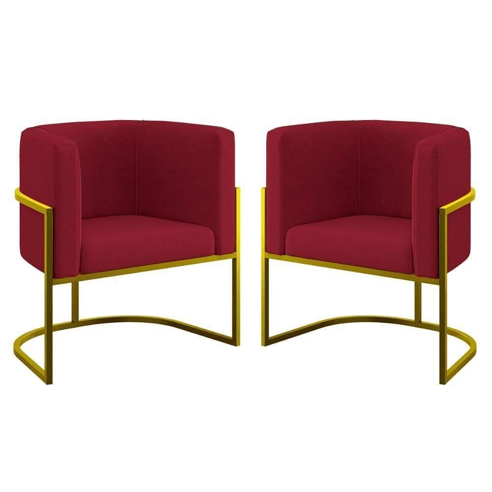 Kit 02 Cadeiras Poltrona Lua Para Sala Quarto Balaqui Decor Marsala