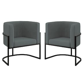 Kit 02 Cadeiras Poltrona Lua Para Sala Quarto Balaqui Decor Cinza