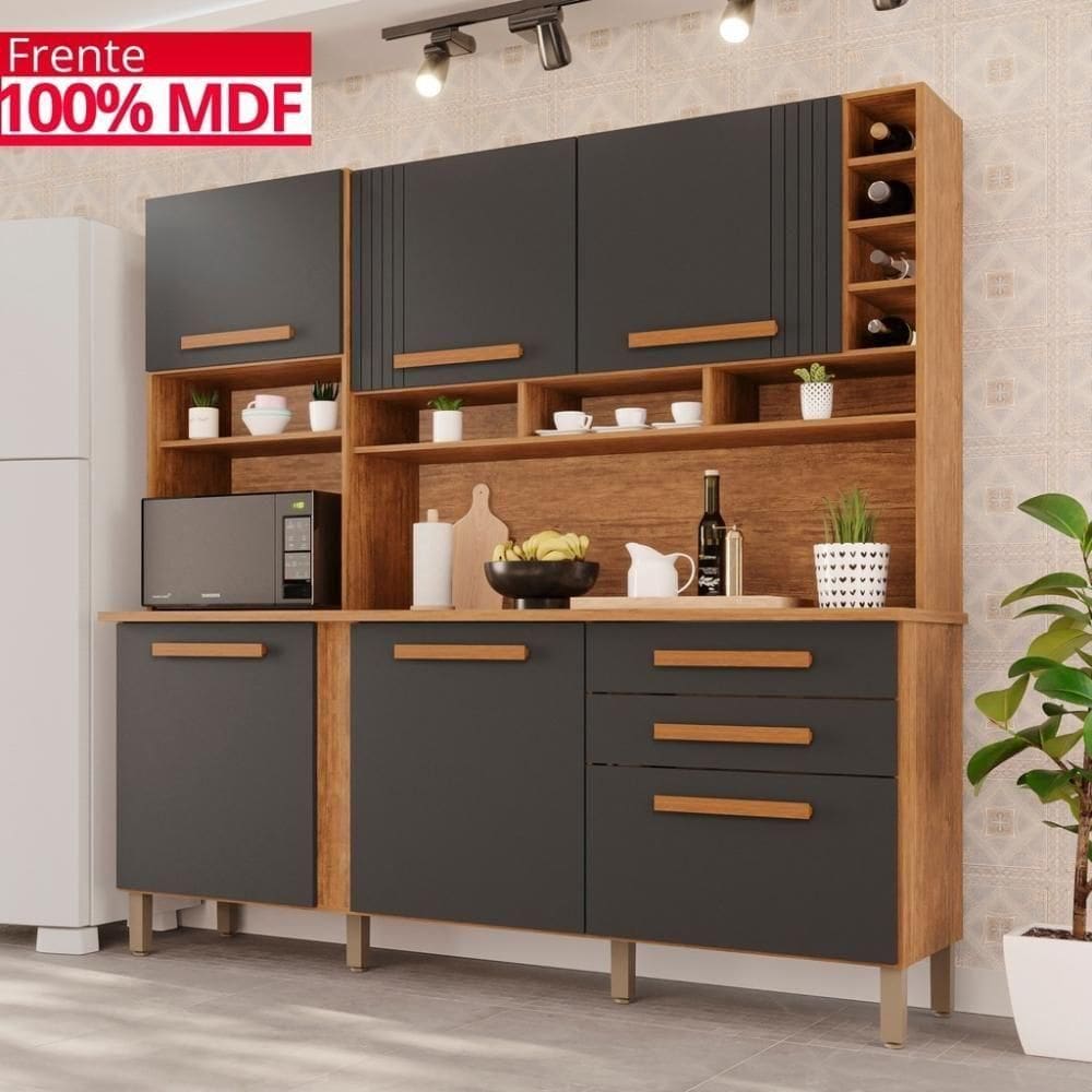Cozinha 6 Portas 2 Gavetas ágata - Tudo De Móveis Cinamomo/off