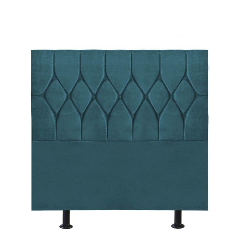 Cabeceira Estofada Istambul Capitonê 100cm Solteiro Box Quarto Suede Azul Turquesa - Gat Magazine