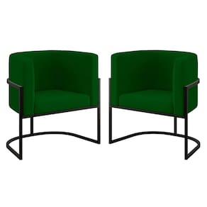 Kit 02 Poltronas Lua Sala Decorativa Base De Ferro Black Verde
