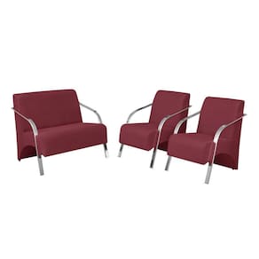 Conjunto Vênus Braço Alumínio D Salla 2 Poltronas De 1 Lugar E 1 De 2 Lugares Suede