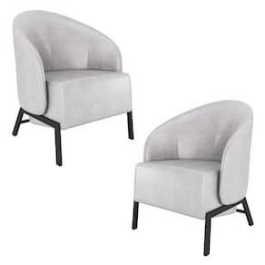 Kit 2 Poltronas Decorativa Sala De Estar Kenya Pés Em Ferro Pu Preto/cinza G33 - Gran Belo