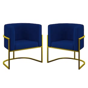 Kit 02 Cadeiras Poltrona Lua Para Sala Quarto Balaqui Decor Azul Marinho