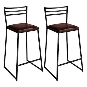 Conjunto De 2 Banquetas Alta Lisboa De Aço De Carbono Marrom