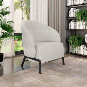 Poltrona Decorativa Sala De Estar Kenya Pés Em Ferro Bouclê Preto/cinza G33 - Gran Belo