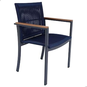 Cadeira Poltrona De Jantar Amélia Corda Náutica Jardim Piscina Azul