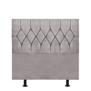 Cabeceira Estofada Istambul Capitonê 90cm Solteiro Box Quarto Suede Cinza Claro - Gat Magazine