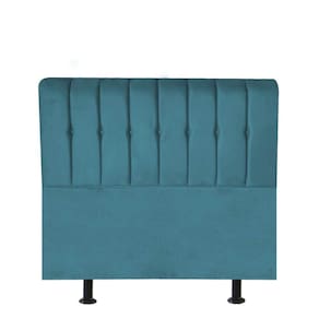 Cabeceira Estofada Kiara 100cm Solteiro Box Quarto Suede Azul Turquesa - Gat Magazine