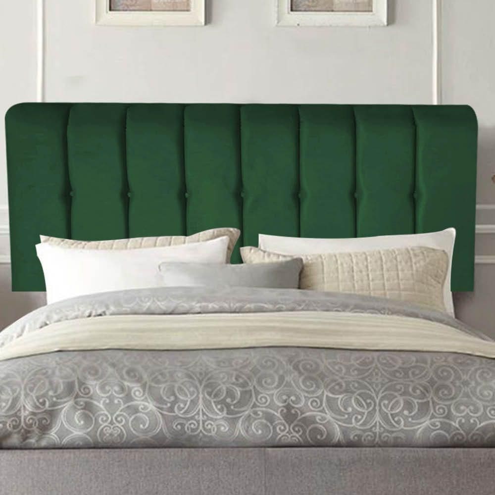 Painel Estofada Kiara 160cm Queen Size Box Quarto Suede Verde - Gat Magazine