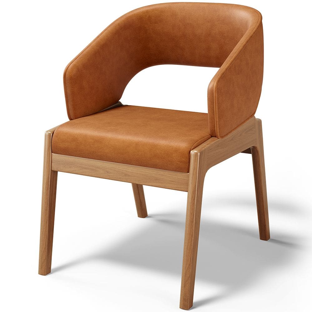 Cadeira de Jantar e Estar Living Estofada Lince L02 Couríssimo Canela - Lyam Decor