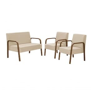 Conjunto Jade 2 Poltronas De 1 Lugar E 1 Poltrona De 2 Lugares Braço Madeira Dsalla Suede