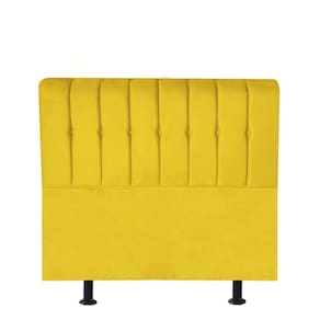 Cabeceira Estofada Kiara 90cm Solteiro Box Quarto Corino Amarelo - Gat Magazine