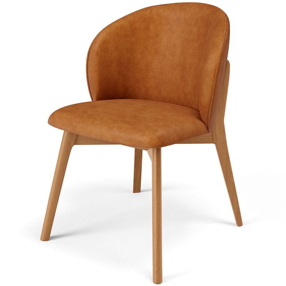 Cadeira de Jantar e Estar Living Estofada Mia L02 Couríssimo Canela - Lyam Decor