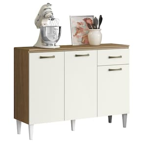 Balcao Pia 120cm Com Tampo 3 Portas 2012182 Atacama Off White