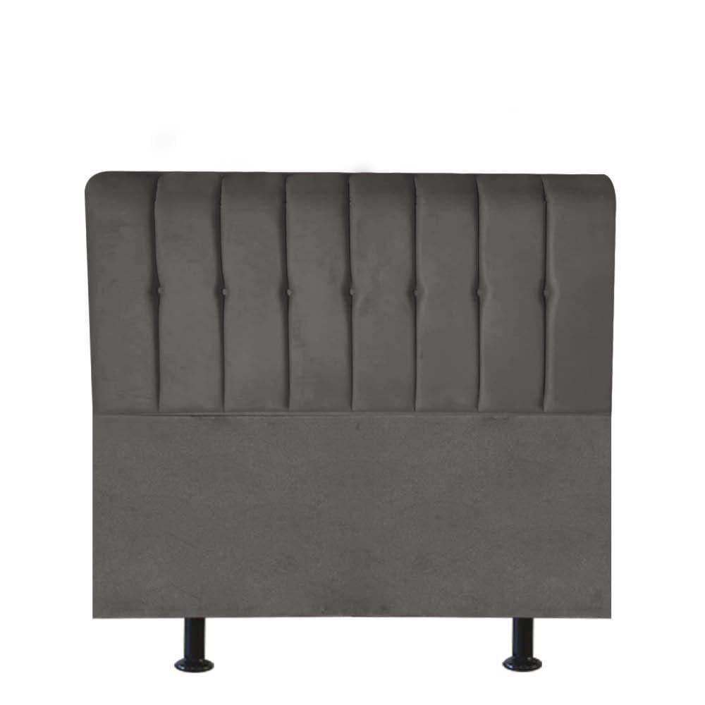 Cabeceira Estofada Kiara 100cm Solteiro Box Quarto Suede Cinza Escuro Grafite - Gat Magazine