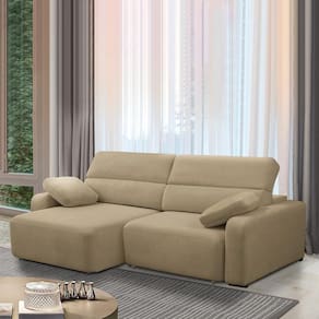 Sofá Decorativo Sala De Estar ícaro 4 Lugares 280cm Reclinável E Retrátil Bouclê Bege
