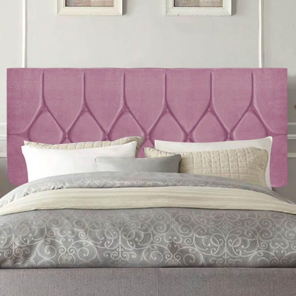 Painel Estofada Istambul Botão Capitonê 195cm King Size Para Cama Box Quarto Suede Rosa Bebê - Gat Magazine