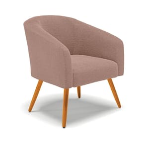 Poltrona Decorativa Pé Palito Castanho Stella Bouclê Rosê D03 - D`rossi