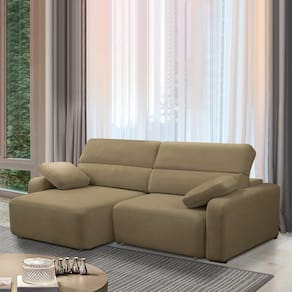 Sofá Decorativo Sala De Estar ícaro 4 Lugares 280cm Reclinável E Retrátil Bouclê Castor