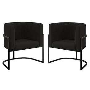 Kit 02 Cadeiras Poltrona Lua Para Sala Quarto Balaqui Decor Preto