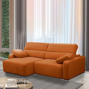 Sofá Decorativo Sala De Estar ícaro 4 Lugares 280cm Reclinável E Retrátil Bouclê Terracota