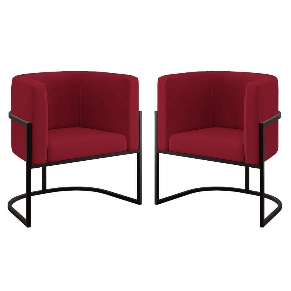 Kit 02 Cadeiras Poltrona Lua Para Sala Quarto Balaqui Decor Marsala