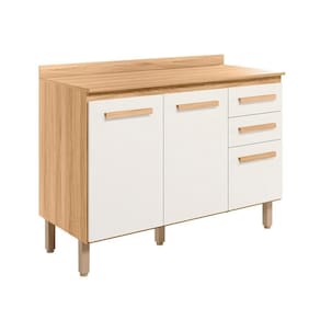 Balcao 03 Pt 120cm Com Tampo 16988 Freijo Off White Cristal Nicioli