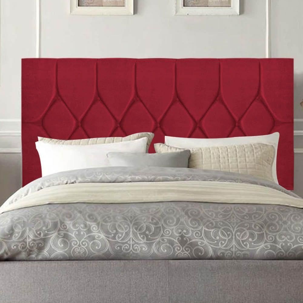 Cabeceira Estofada Istambul Capitonê 160cm Queen Size Box Quarto Suede Vermelho - Gat Magazine