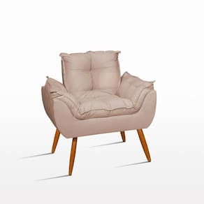 Poltrona Decorativa Opala Para Sala Confortável Cor Bege