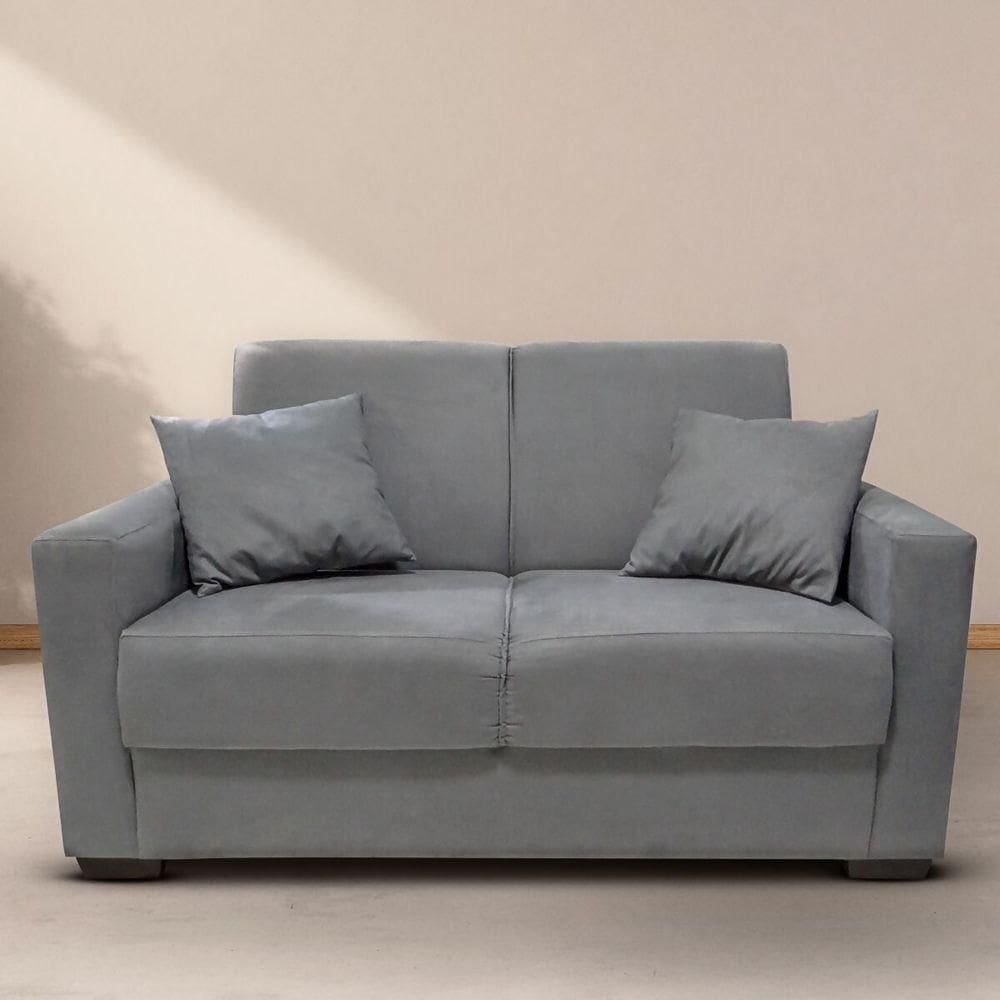 Sofá Estofado 2 Lugares Sala Estar Recepção Sofia Suede Cinza