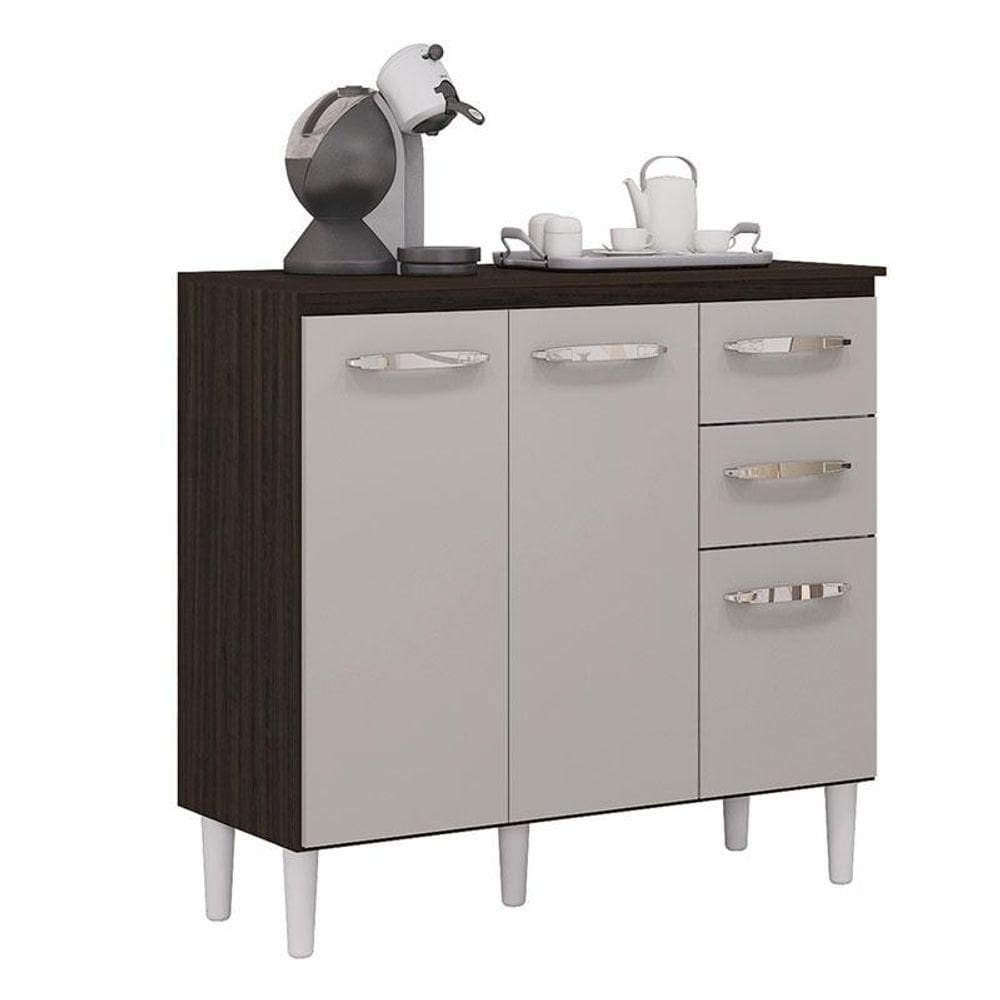 Balcão De Cozinha Ambiente Isadora Chocolate Off White - Poquema