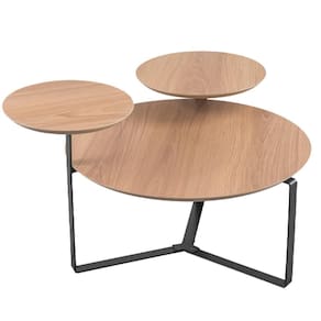 Mesa Centro 03 Tampos Chanfrada Pe Metal Preto Hanover Artesano Hanover Preto