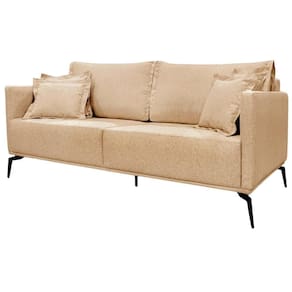 Sofa Sala De Estar Liv 2 Lugares Pes Aço Linho 232 Dourado Ezz Dourado